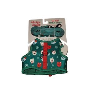 NEW WITH TAGS MERRY AND BRIGHT KITTEN VEST AND HARNESS